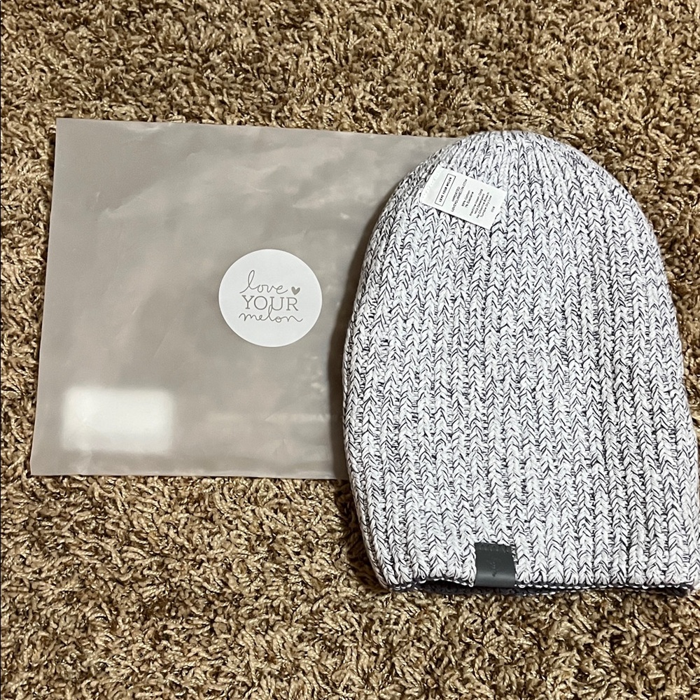 Love Your Melon Charcoal and White Knit Beanie